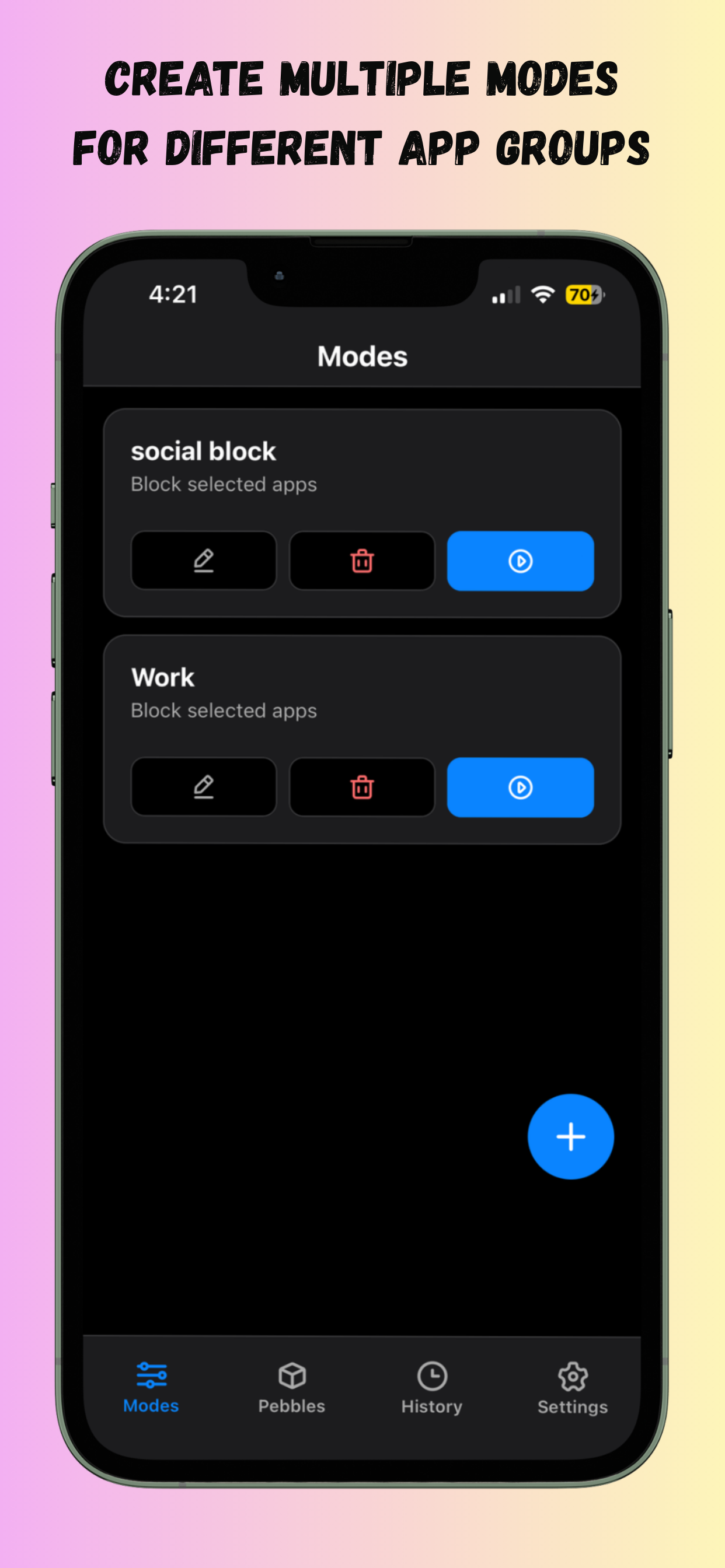 Pebble App - Focus Modes